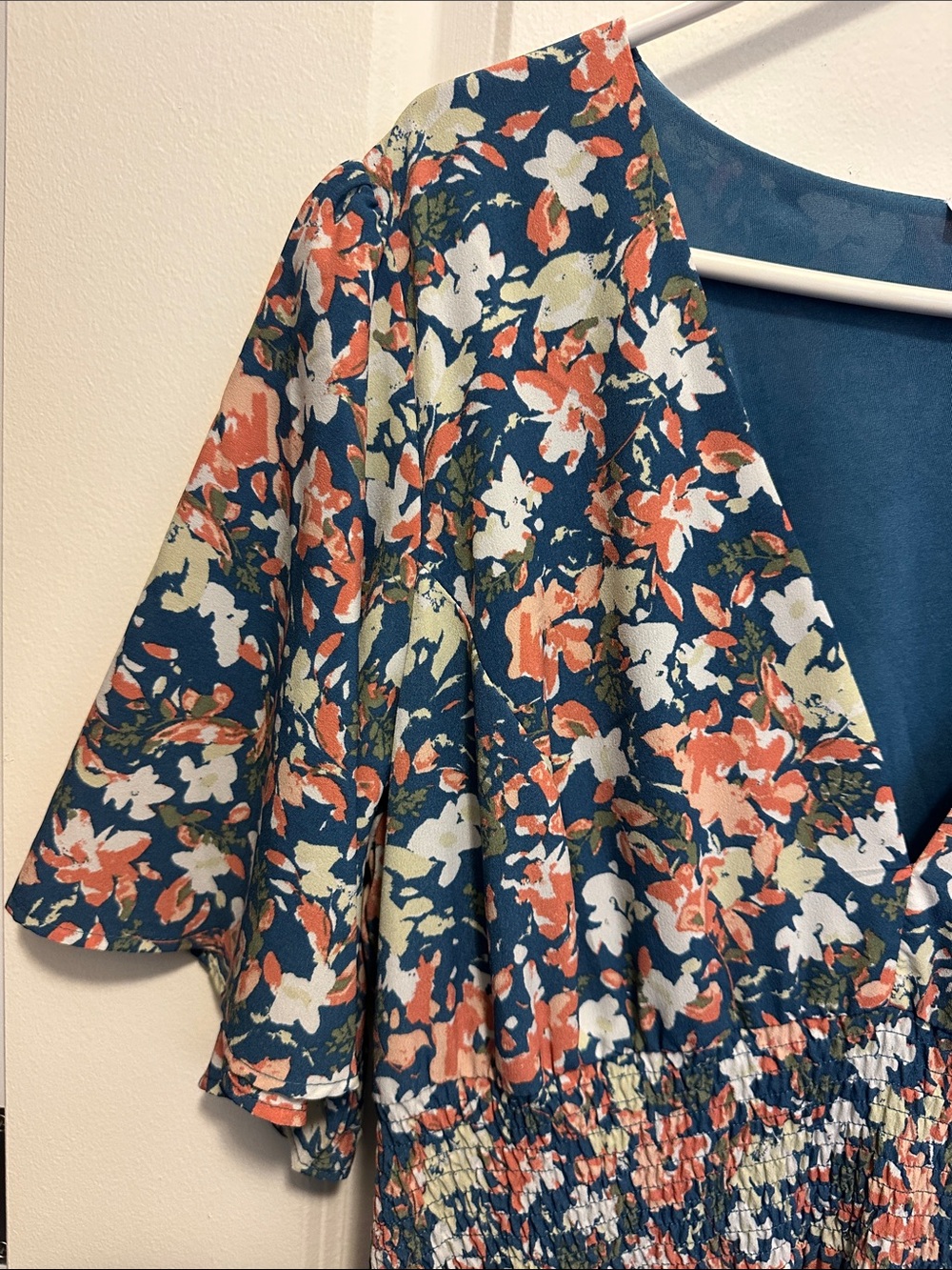 Baltic Born Navy Floral Maxi Dress with Coral and Cream Accents XL - Picture 4 of 7